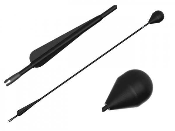 LARP round-head arrow, black shaft, black fletching, 76 cm